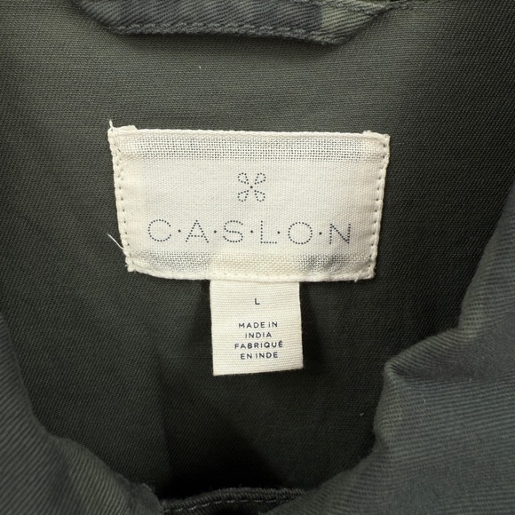 Caslon Women's Camouflage‎ Military Jacket Sz L Green Studded Chore Barn Country - Picture 5 of 14